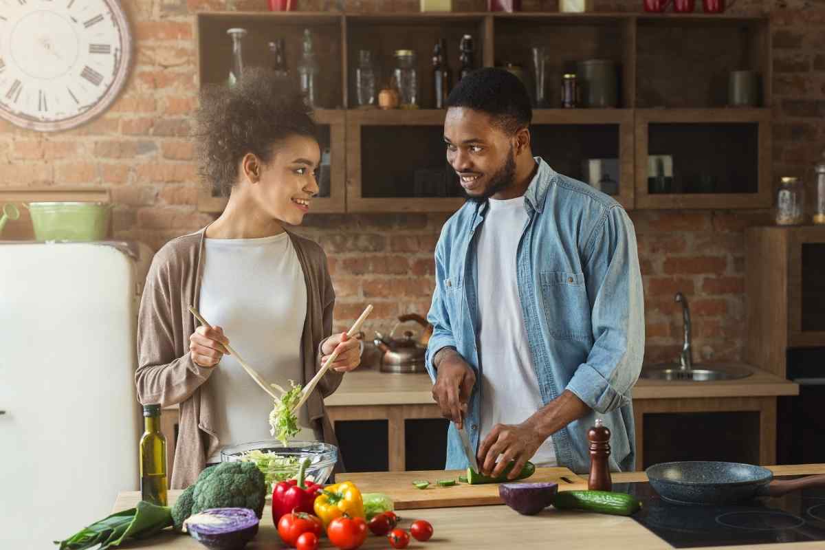 Man and woman sharing a quiet meal together, relaxed and connected