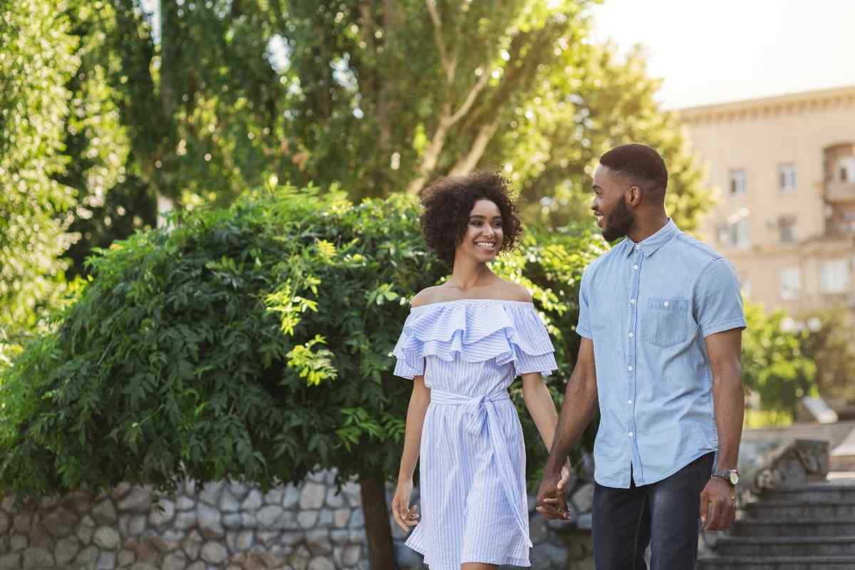 A couple sharing a warm, affectionate moment that reflects the nurturing quality Cancer rising brings to close relationships
