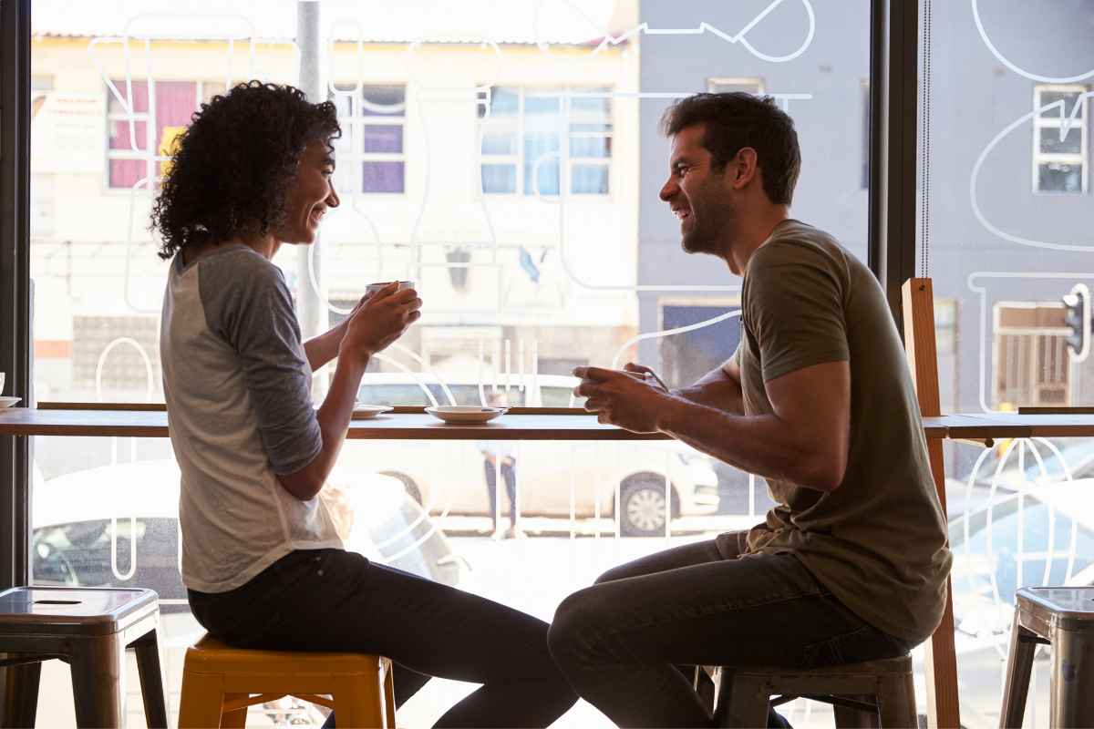 Couple having an honest early-stage conversation about where things stand