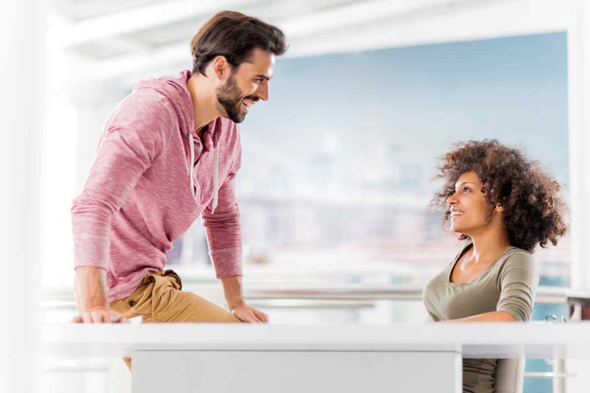 A man looking away and avoiding eye contact during a serious conversation