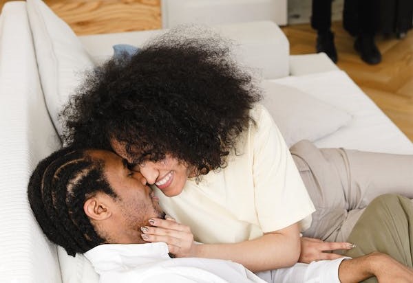 A relaxed couple enjoying quiet, connected time together