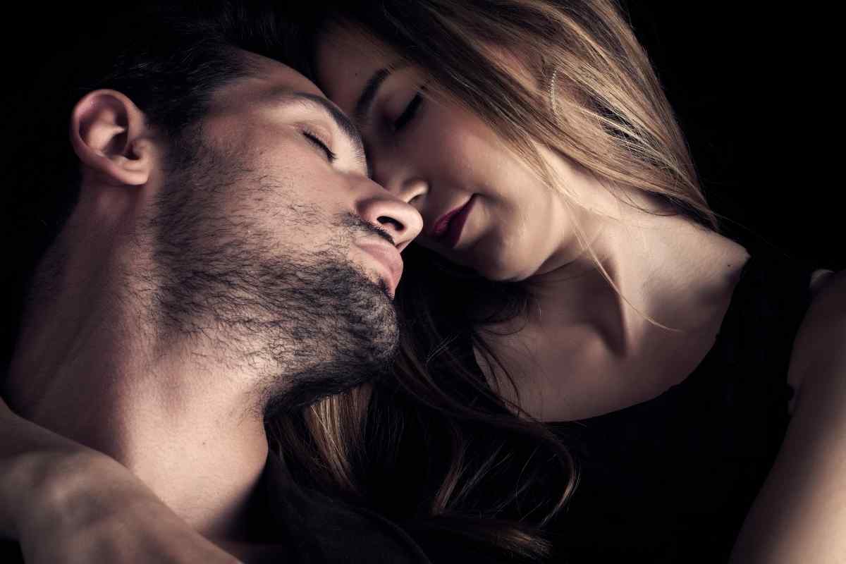 A Taurus woman in a moment of warm, sensual closeness
