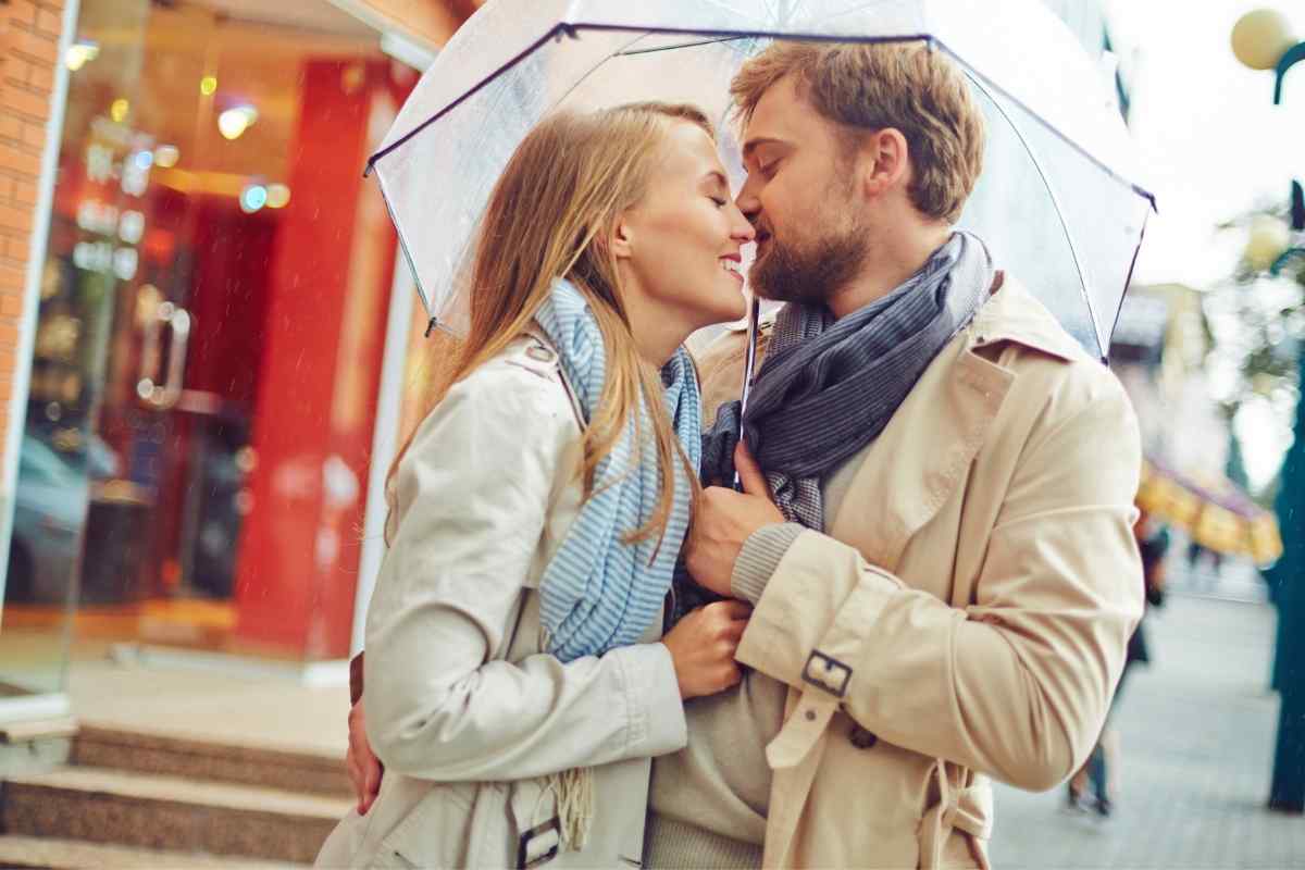 A couple sharing a warm, connected moment together