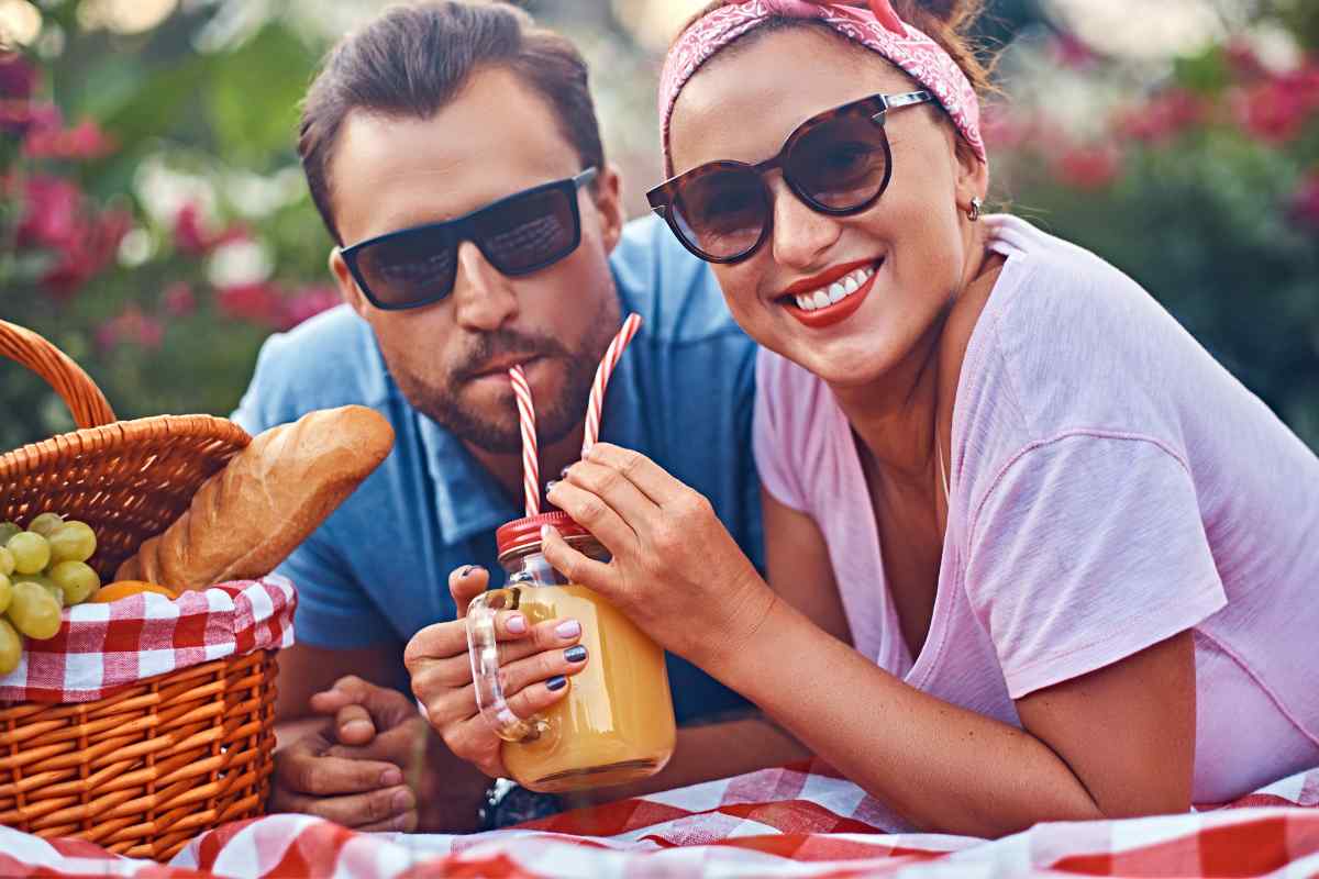 A man and woman enjoying a walk after a pleasant dinner together