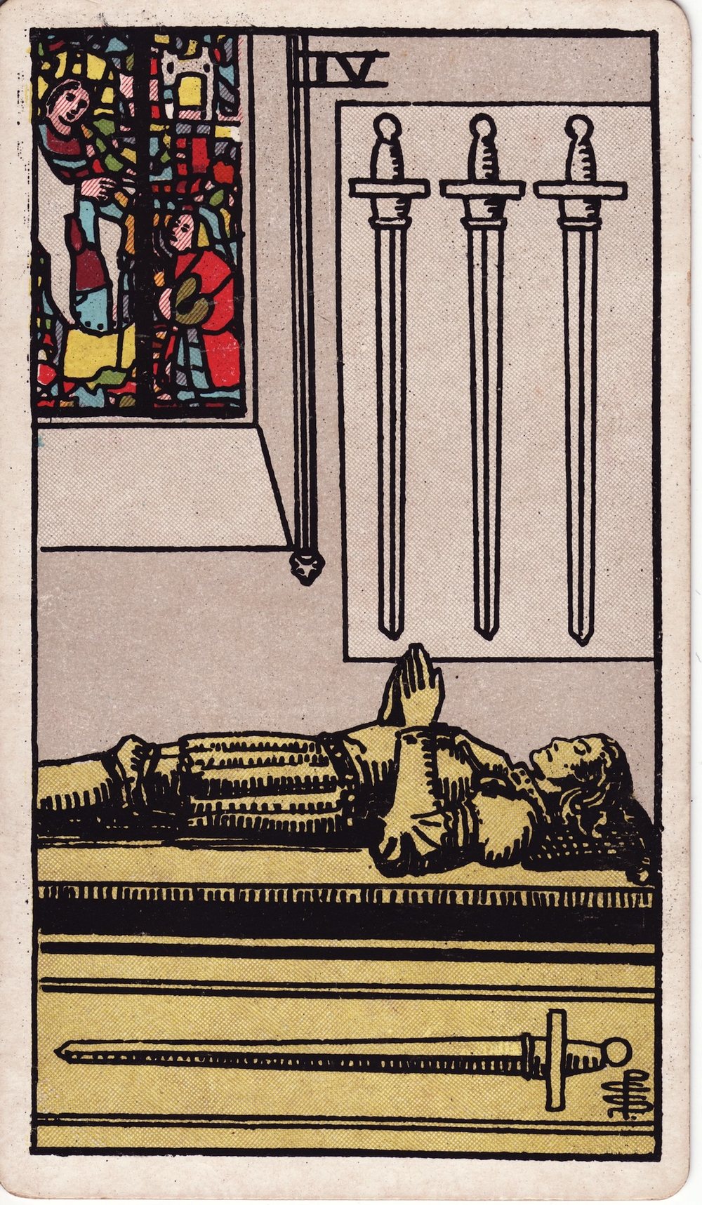 The Four of Swords card in the Rider-Waite-Smith tarot deck