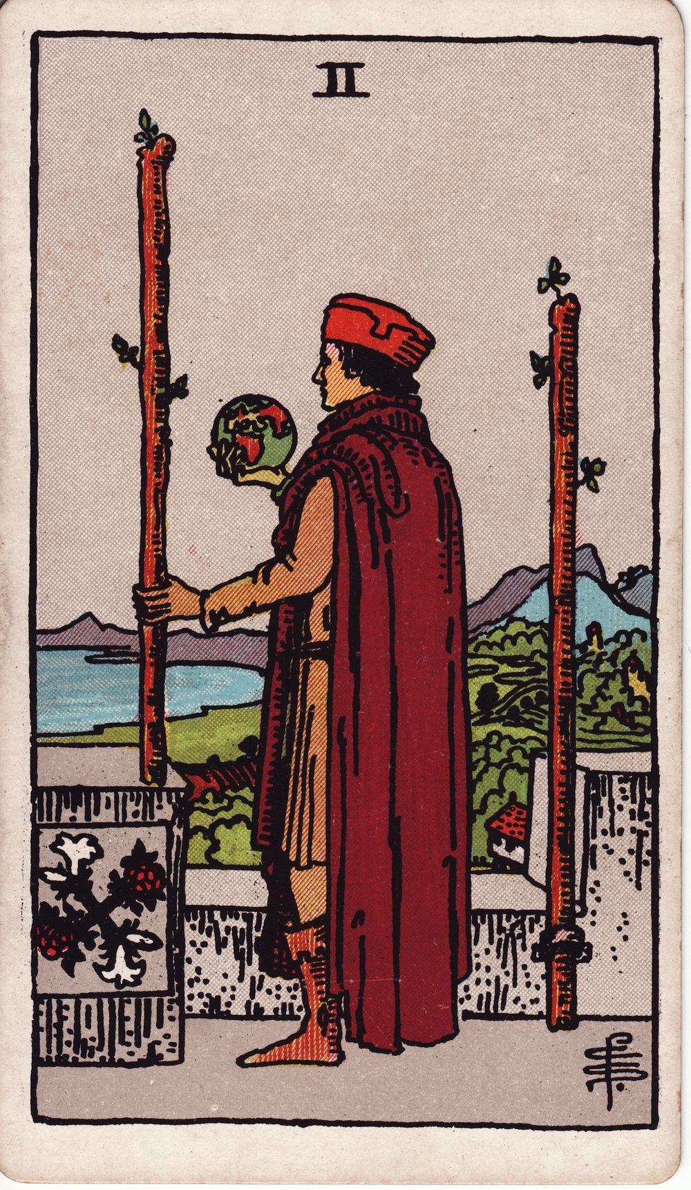 The Two of Wands card in the Rider-Waite-Smith tarot deck